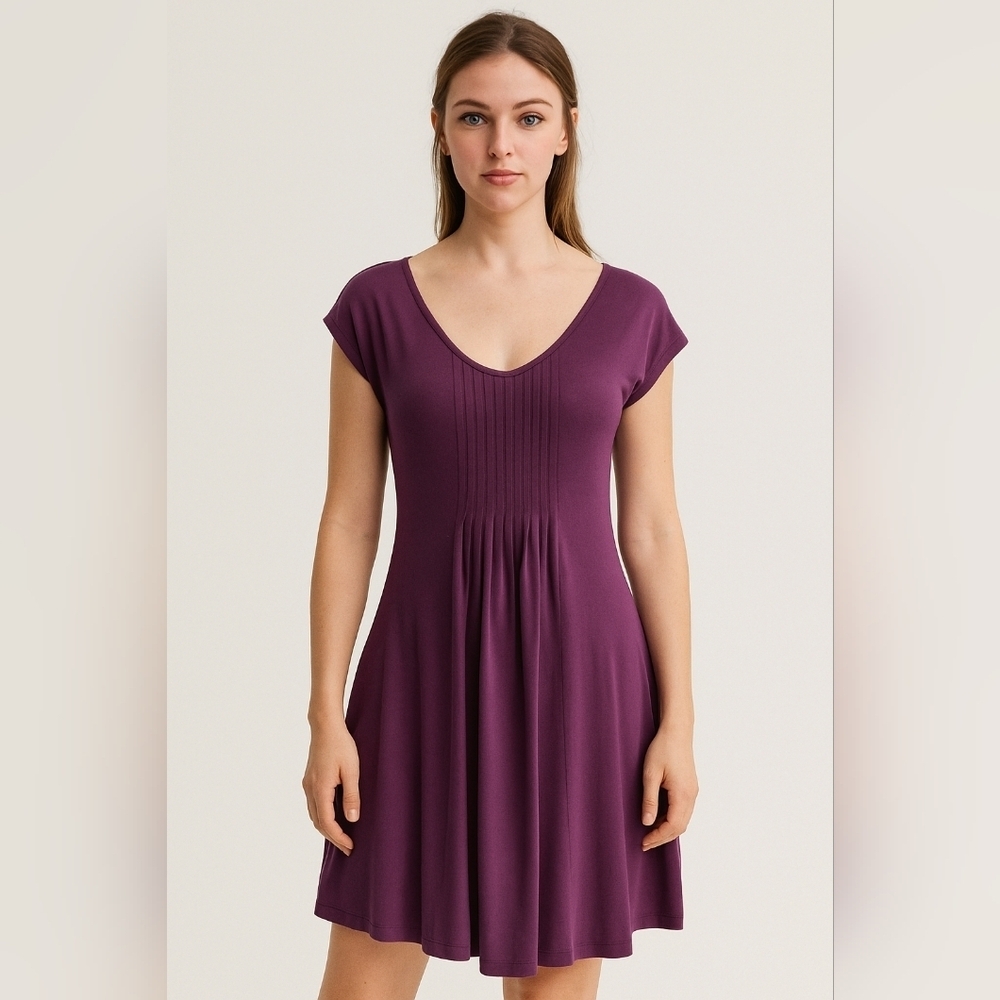Eileen Fisher Plum Silk Pintuck Tunic